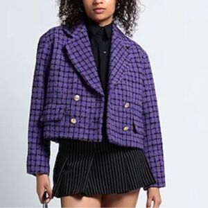 Sandro Simona Purple Tweed Double-Breasted Blazer 36/S/4